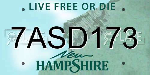 7ASD173 New Hampshire License Plate