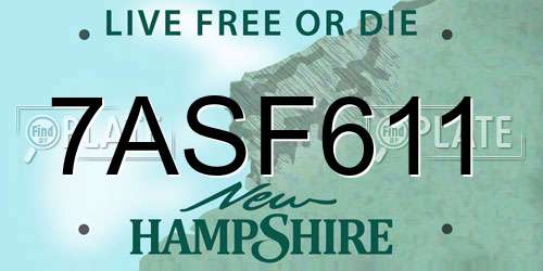 7ASF611 New Hampshire License Plate