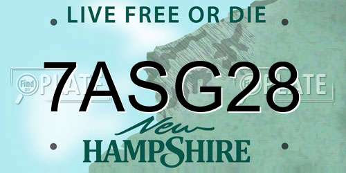 7ASG28 New Hampshire License Plate