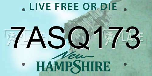 7ASQ173 New Hampshire License Plate
