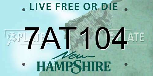 7AT104 New Hampshire License Plate