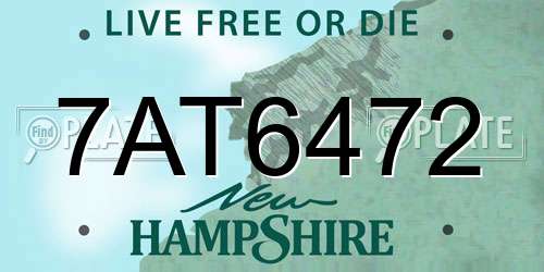 7AT6472 New Hampshire License Plate