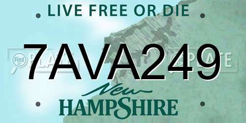 7AVA249 New Hampshire License Plate