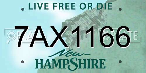 7AX1166 New Hampshire License Plate
