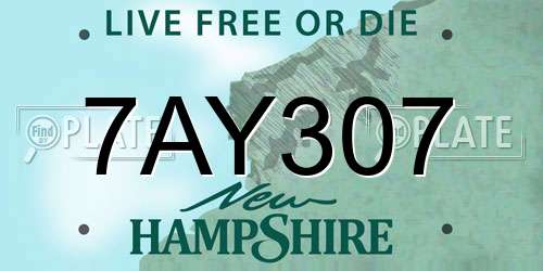 7AY307 New Hampshire License Plate