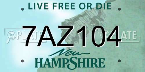 7AZ104 New Hampshire License Plate