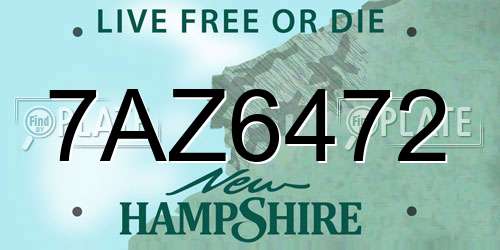 7AZ6472 New Hampshire License Plate