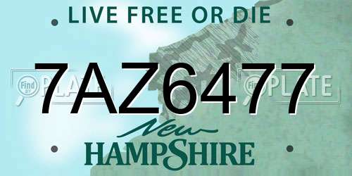 7AZ6477 New Hampshire License Plate