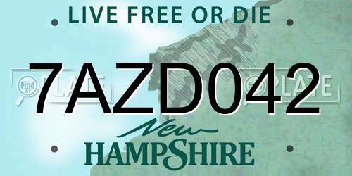 7AZD042 New Hampshire License Plate