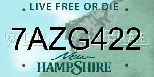 7AZG422 New Hampshire License Plate
