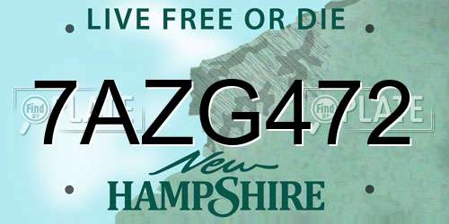 7AZG472 New Hampshire License Plate