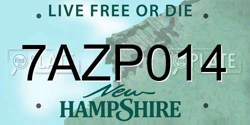 7AZP014 New Hampshire License Plate