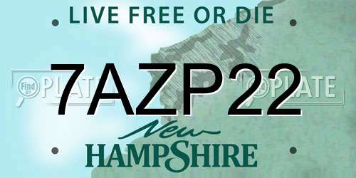 7AZP22 New Hampshire License Plate