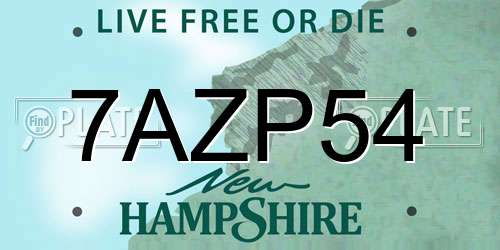7AZP54 New Hampshire License Plate