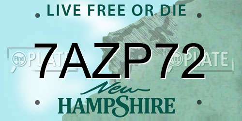 7AZP72 New Hampshire License Plate
