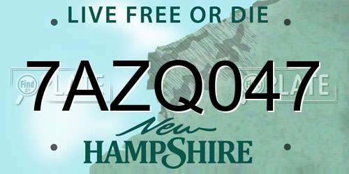 7AZQ047 New Hampshire License Plate