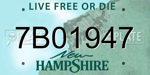 7B01947 New Hampshire License Plate