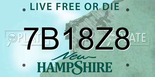 7B18Z8 New Hampshire License Plate