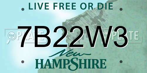 7B22W3 New Hampshire License Plate