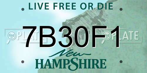 7B30F1 New Hampshire License Plate