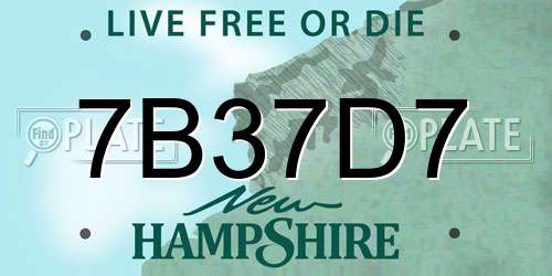 7B37D7 New Hampshire License Plate