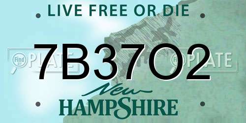 7B37O2 New Hampshire License Plate