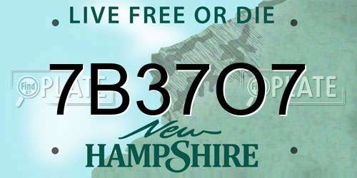 7B37O7 New Hampshire License Plate