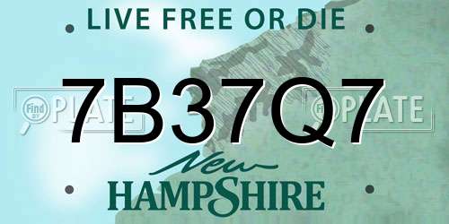 7B37Q7 New Hampshire License Plate