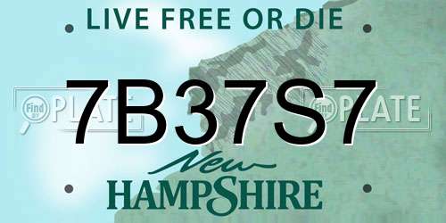 7B37S7 New Hampshire License Plate