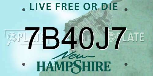 7B40J7 New Hampshire License Plate