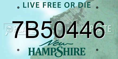 7B50446 New Hampshire License Plate