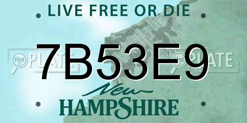 7B53E9 New Hampshire License Plate