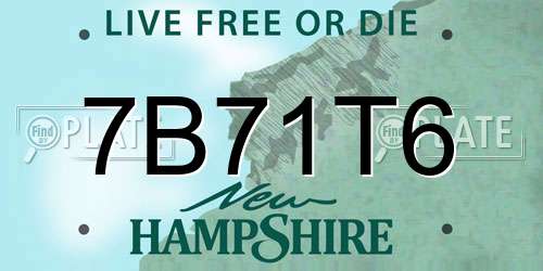 7B71T6 New Hampshire License Plate