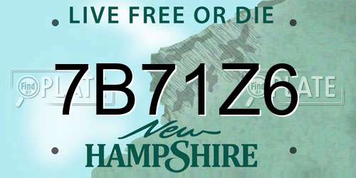 7B71Z6 New Hampshire License Plate