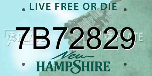 7B72829 New Hampshire License Plate