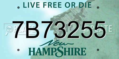 7B73255 New Hampshire License Plate