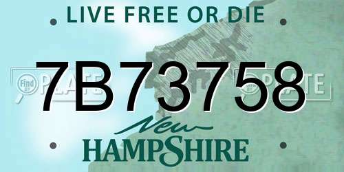 7B73758 New Hampshire License Plate
