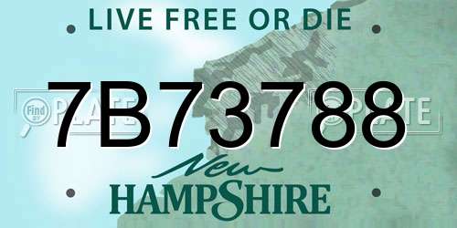 7B73788 New Hampshire License Plate