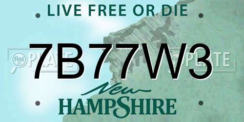 7B77W3 New Hampshire License Plate