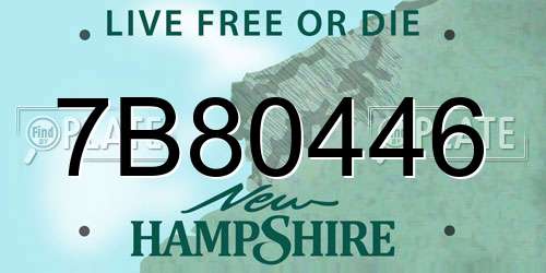 7B80446 New Hampshire License Plate