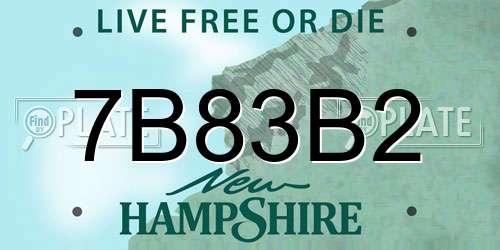 7B83B2 New Hampshire License Plate