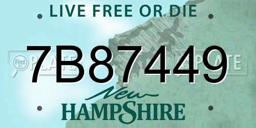 7B87449 New Hampshire License Plate