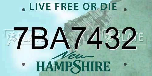 7BA7432 New Hampshire License Plate