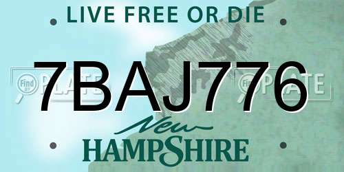 7BAJ776 New Hampshire License Plate