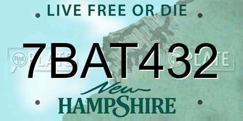 7BAT432 New Hampshire License Plate