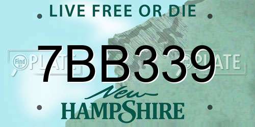 7BB339 New Hampshire License Plate