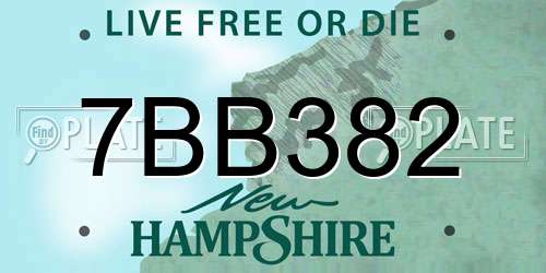7BB382 New Hampshire License Plate