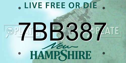 7BB387 New Hampshire License Plate