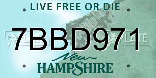 7BBD971 New Hampshire License Plate