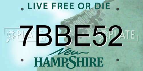 7BBE52 New Hampshire License Plate